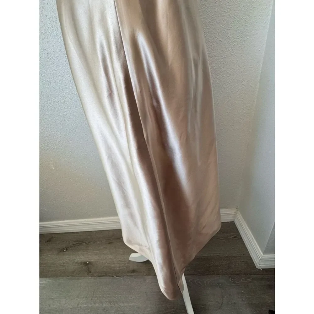 J. Crew One-Shoulder Satin Dress in Champagne Blush 100% Silk SZ 10